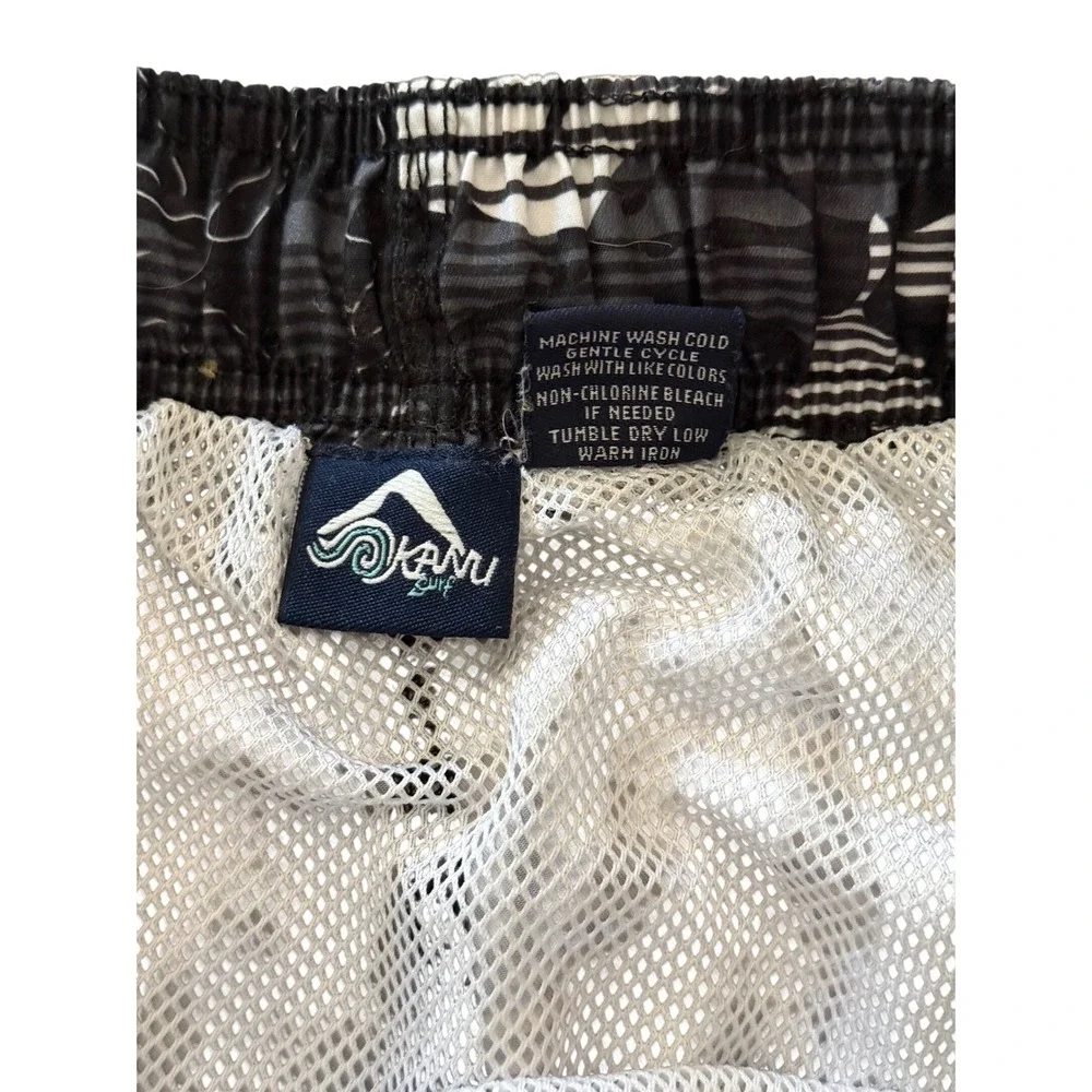 Kanu Surf Mens 3X Black White Tropical Floral Cargo Swim Trunks Board Shorts